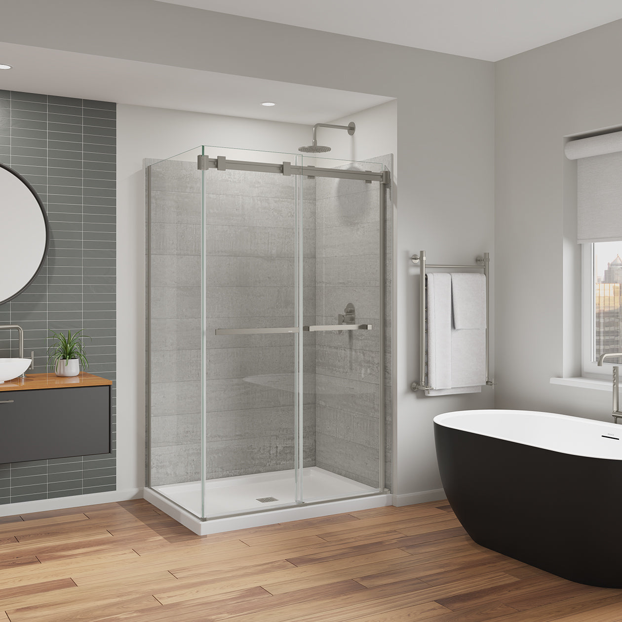 Maax Duel Alto 44-47 X 78 in. 8mm Bypass Shower Door