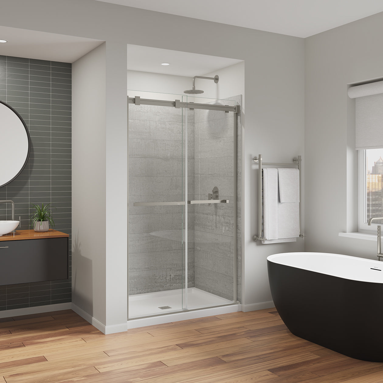 Maax Duel Alto 44-47 X 78 in. 8mm Bypass Shower Door