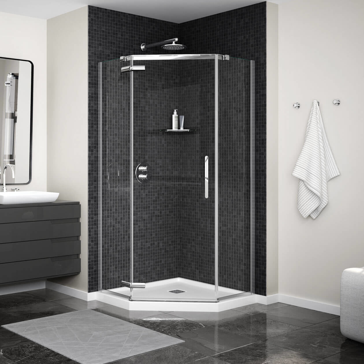 Maax Link Curve Neo-angle 40 x 40 x 75 in. 8mm Pivot Shower Door for Corner Installation with Clear glass