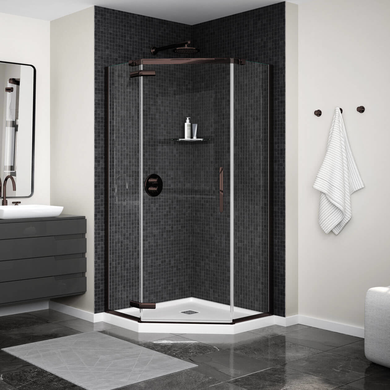 Maax Link Curve Neo-angle 40 x 40 x 75 in. 8mm Pivot Shower Door for Corner Installation with Clear glass