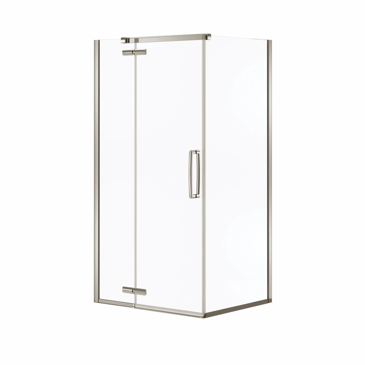 Maax Hana Rectangular 42 x 34 x 75 in. 8mm Pivot Shower Door for Corner Installation with Clear glass in Brushed Nickel