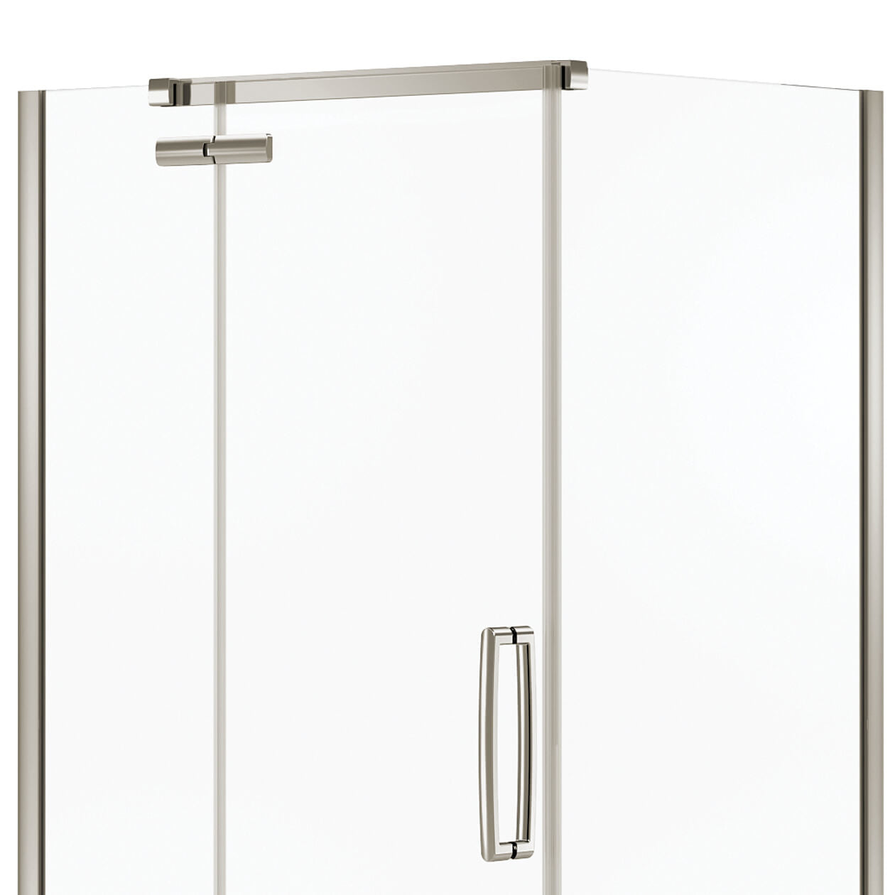 Maax Hana Rectangular 42 x 34 x 75 in. 8mm Pivot Shower Door for Corner Installation with Clear glass in Brushed Nickel