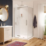 Maax Hana Rectangular 42 x 34 x 75 in. 8mm Pivot Shower Door for Corner Installation with Clear glass in Brushed Nickel
