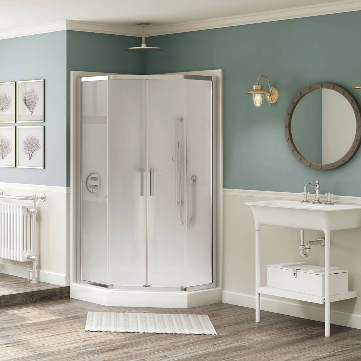 Maax Radia Neo-angle 36 x 36 x 71 ½ in. 6 mm Sliding Shower Door for Corner Installation with Clear glass