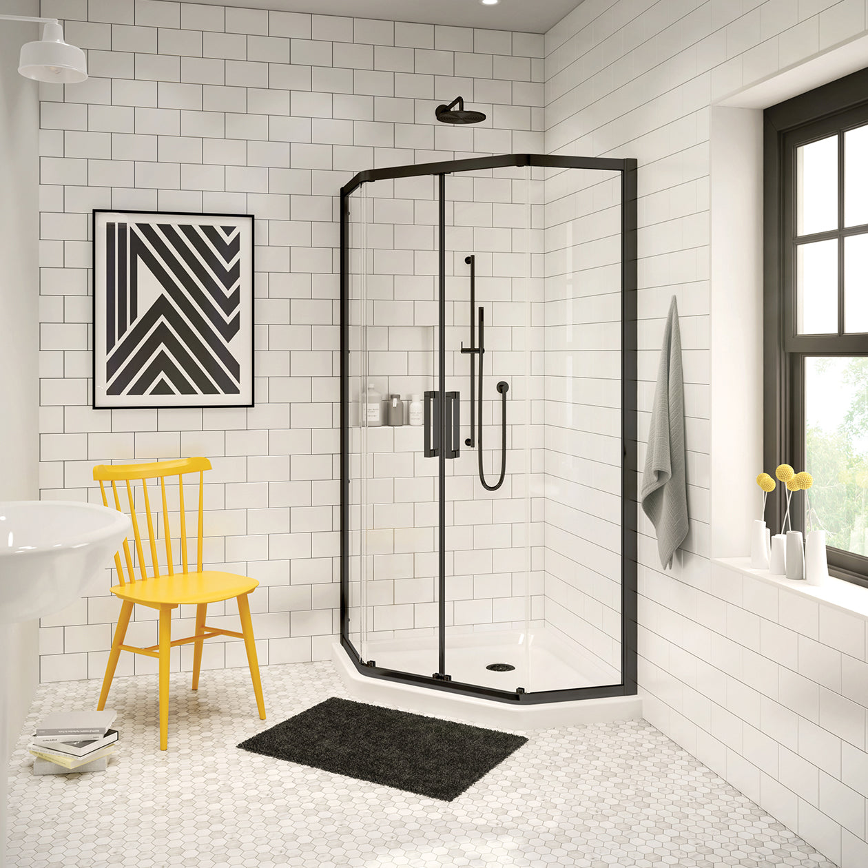 Maax Radia Neo-angle 36 x 36 x 71 ½ in. 6 mm Sliding Shower Door for Corner Installation with Clear glass