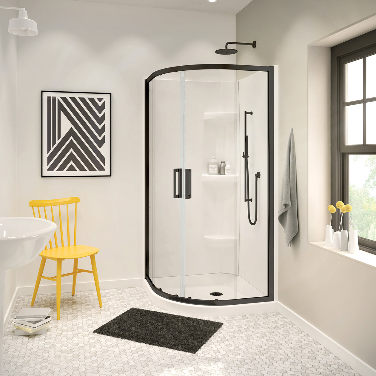 Maax Radia Neo-round 36 x 36 x 71 ½ in. 6mm Sliding Shower Door for Corner Installation with Clear glass
