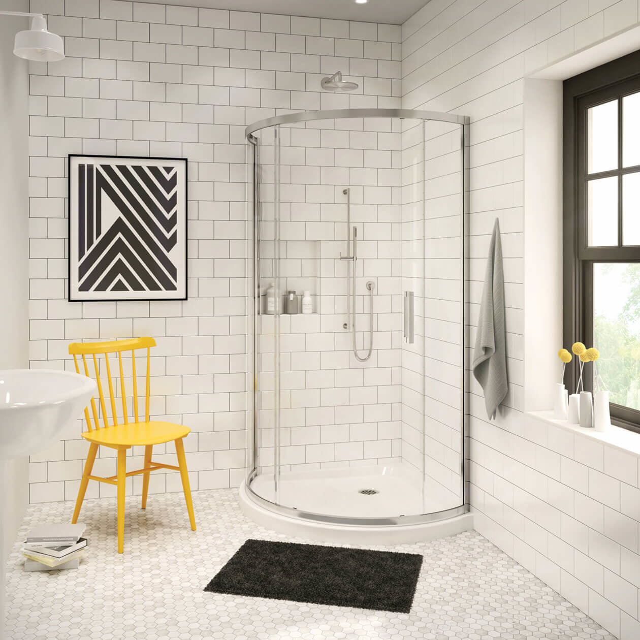 Maax Radia Round 36 x 36 x 71 ½ in. 6mm Sliding Shower Door for Corner Installation with Clear glass