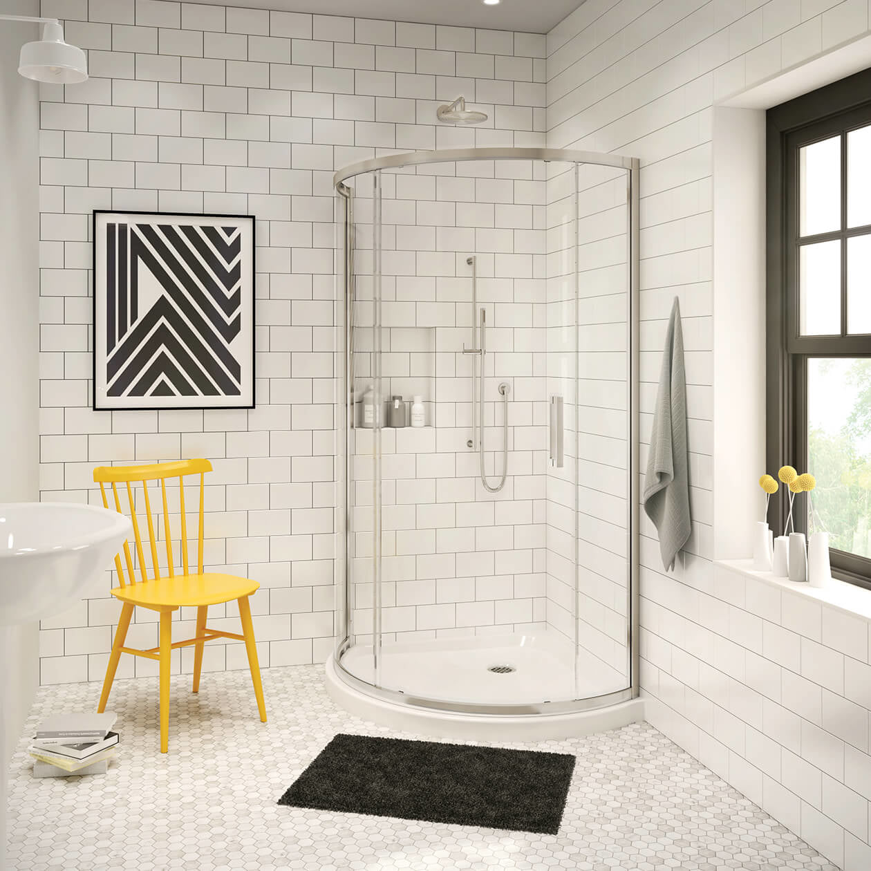 Maax Radia Round 36 x 36 x 71 ½ in. 6mm Sliding Shower Door for Corner Installation with Clear glass