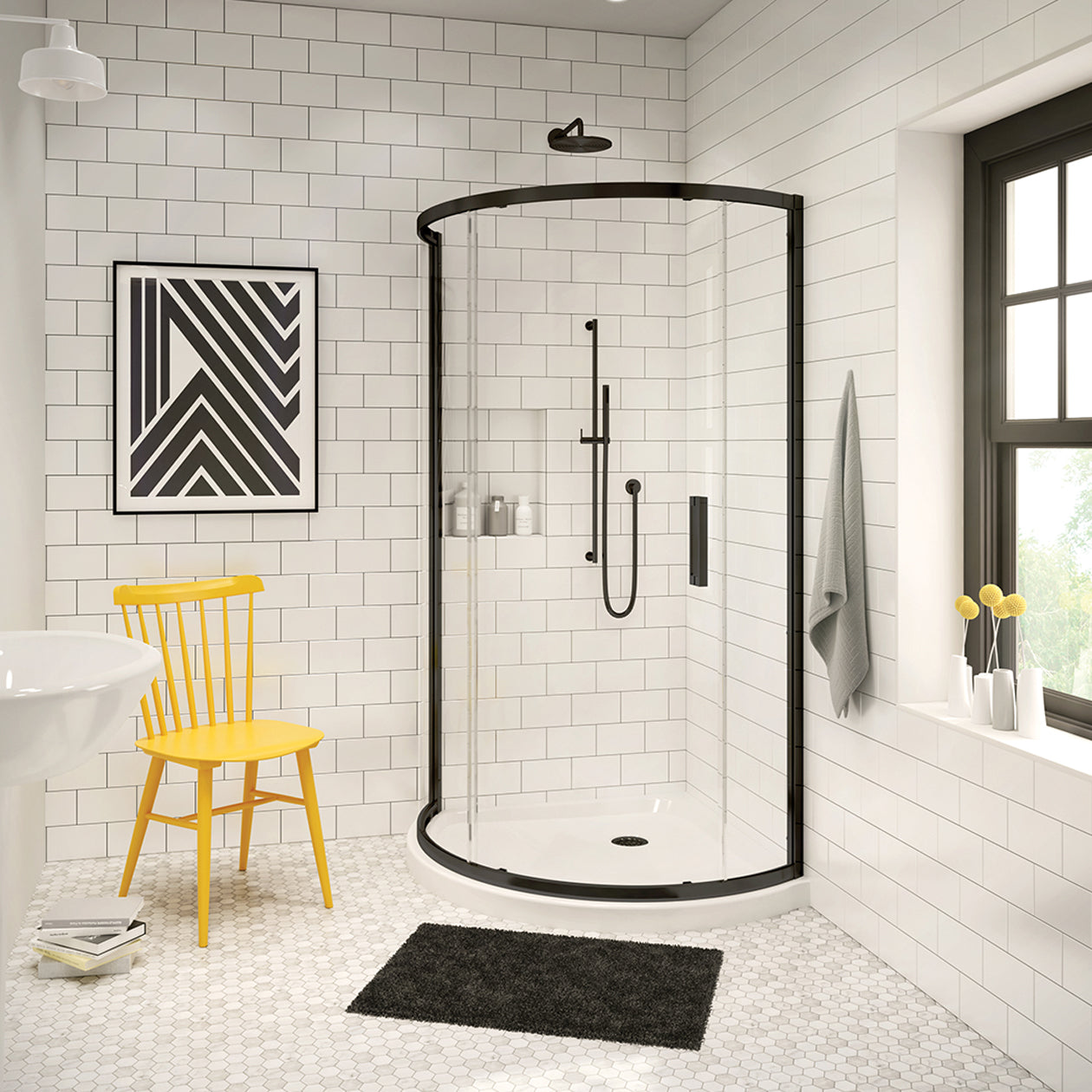 Maax Radia Round 36 x 36 x 71 ½ in. 6mm Sliding Shower Door for Corner Installation with Clear glass