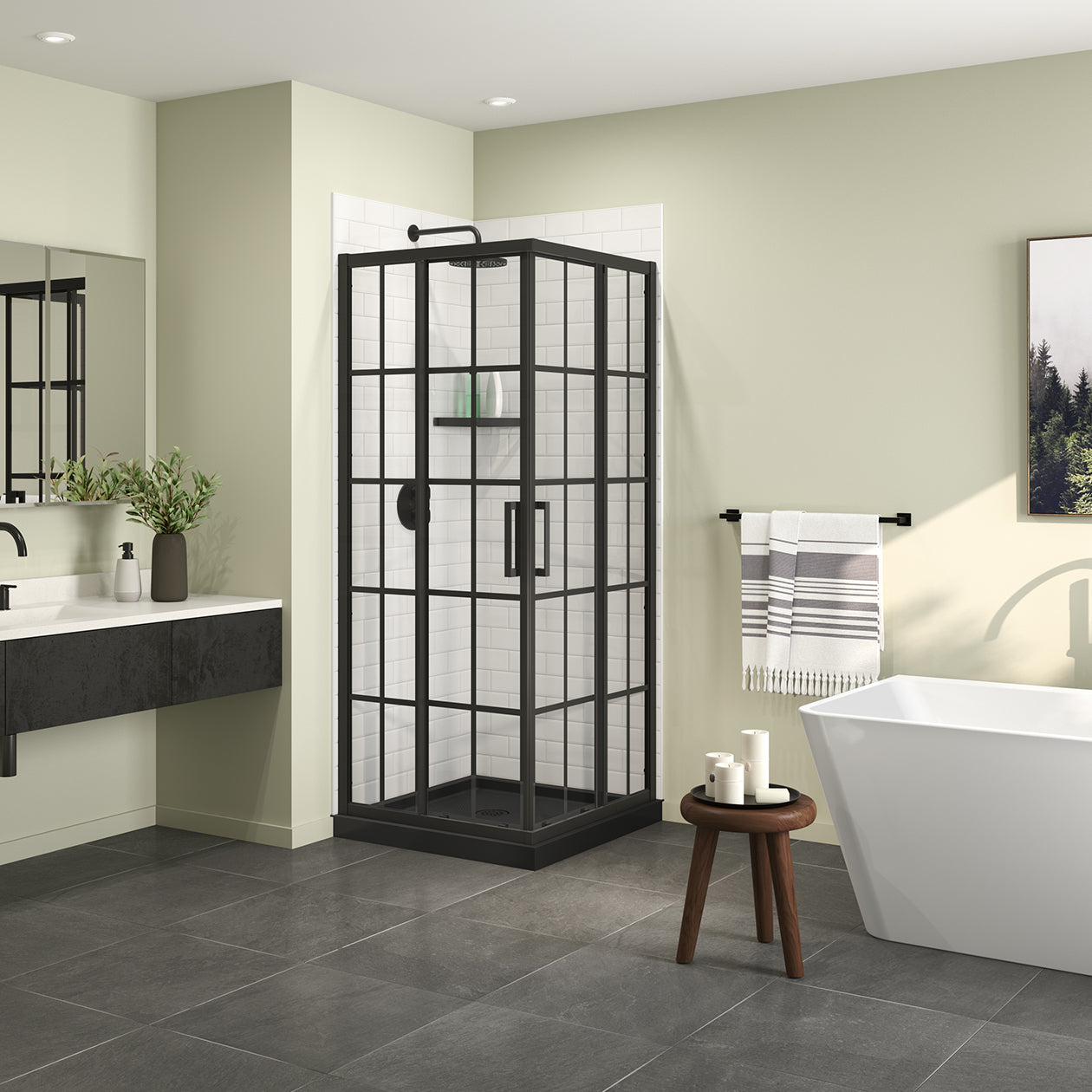 Maax Radia Square 32 x 32 x 71 ½ in. 6mm Sliding Shower Door