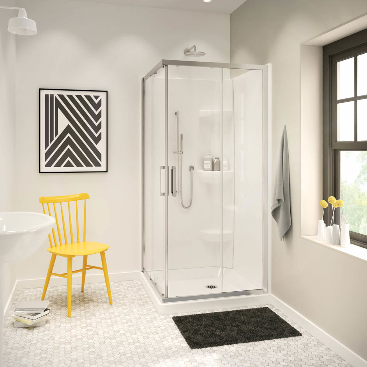 Maax Radia Square 36 x 36 x 71 ½ in. 6mm Sliding Shower Door for Corner Installation