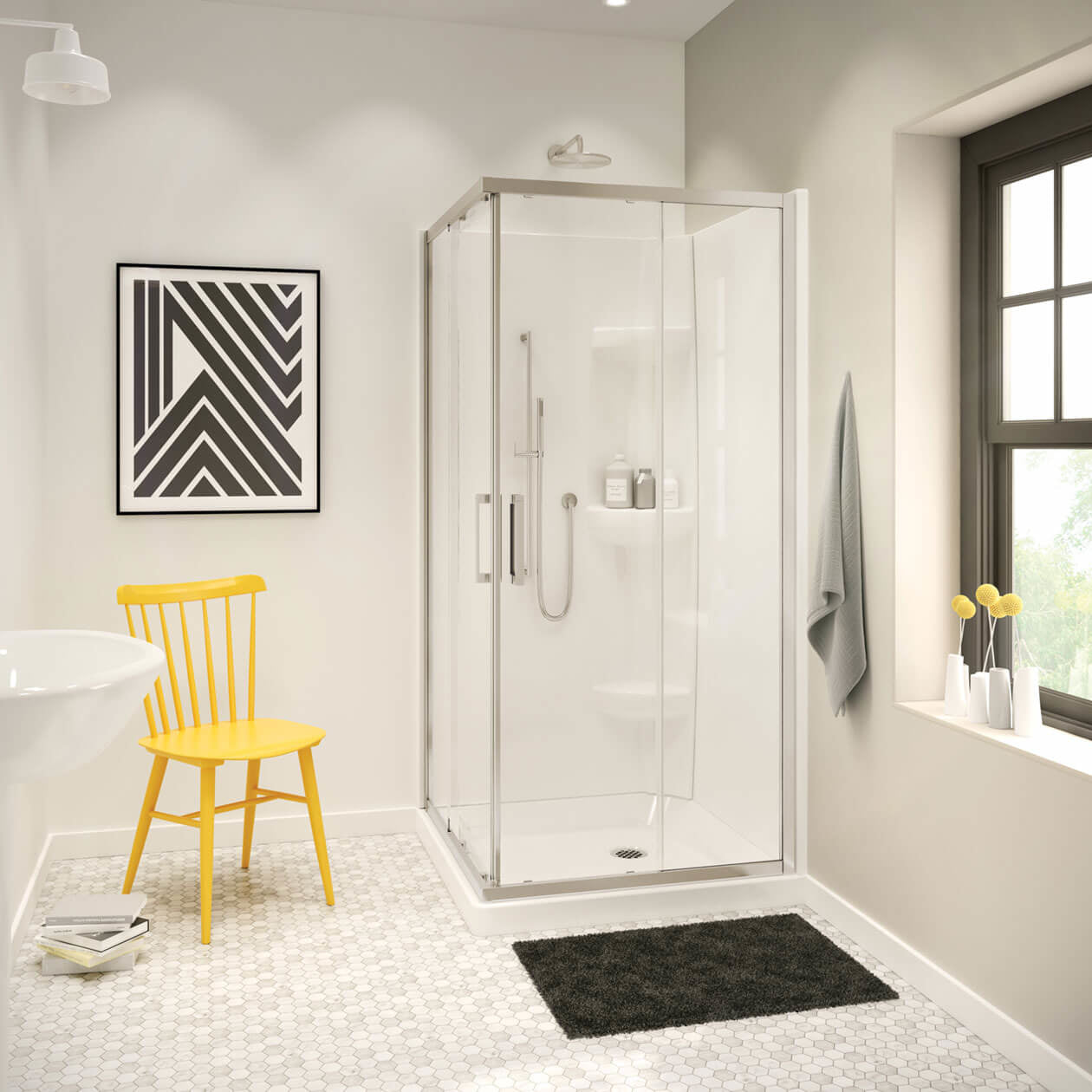 Maax Radia Square 36 x 36 x 71 ½ in. 6mm Sliding Shower Door for Corner Installation