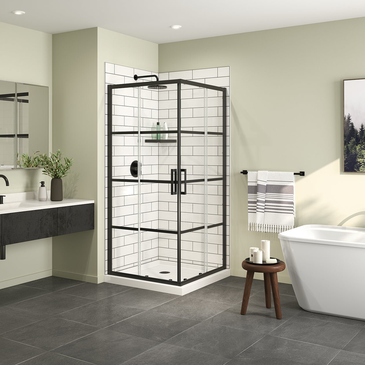 Maax Radia Square 36 x 36 x 71 ½ in. 6mm Sliding Shower Door for Corner Installation