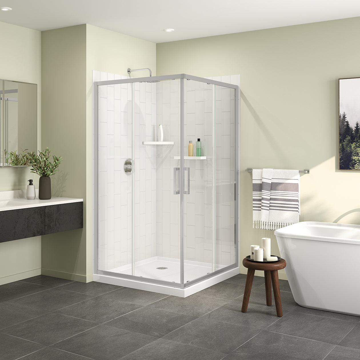 Maax Radia Square 42 x 42 x 71 ½ in. 6 mm Sliding Shower Door for Corner Installation