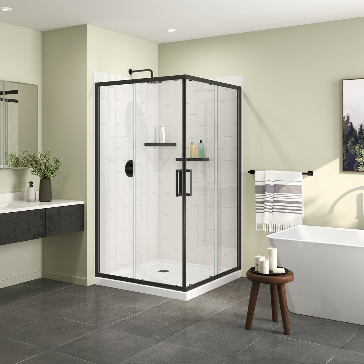 Maax Radia Square 42 x 42 x 71 ½ in. 6 mm Sliding Shower Door for Corner Installation