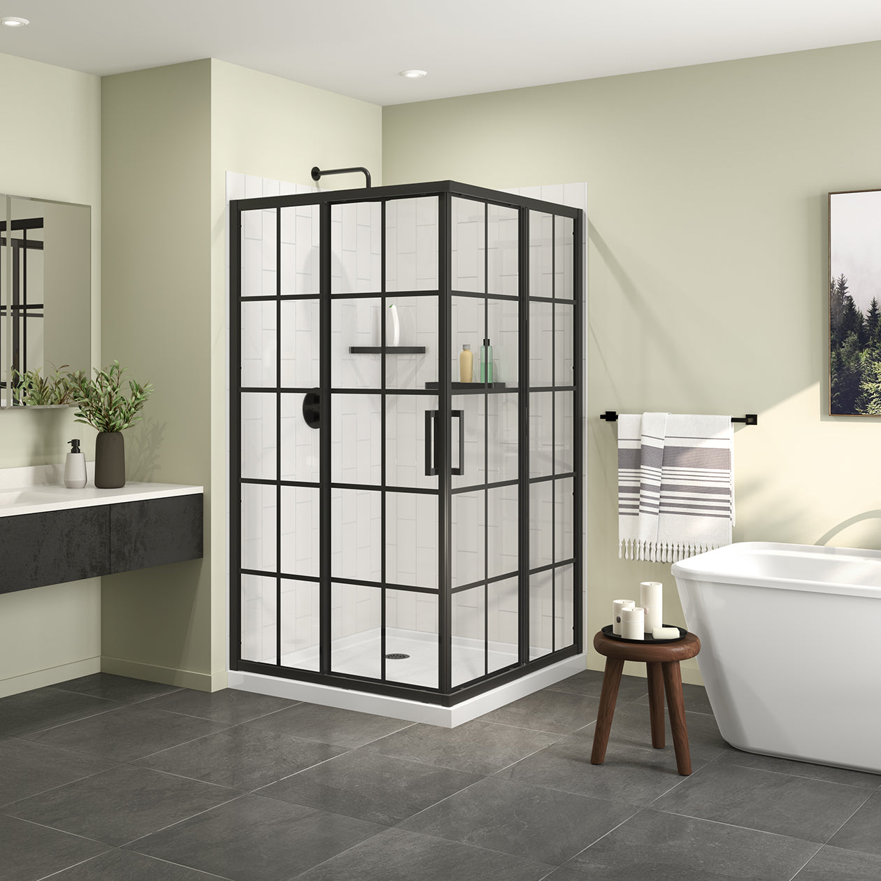 Maax Radia Square 42 x 42 x 71 ½ in. 6 mm Sliding Shower Door for Corner Installation