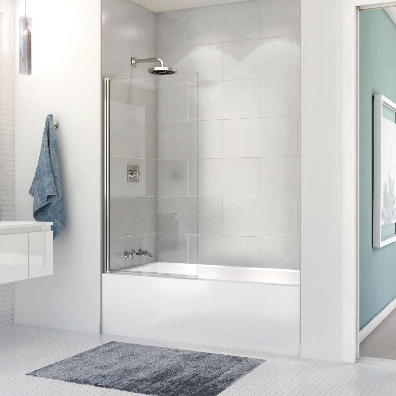 Maax Edge 30 x 55 ½ in. 6 mm Tub Screen for Alcove Installation with Clear glass in Chrome