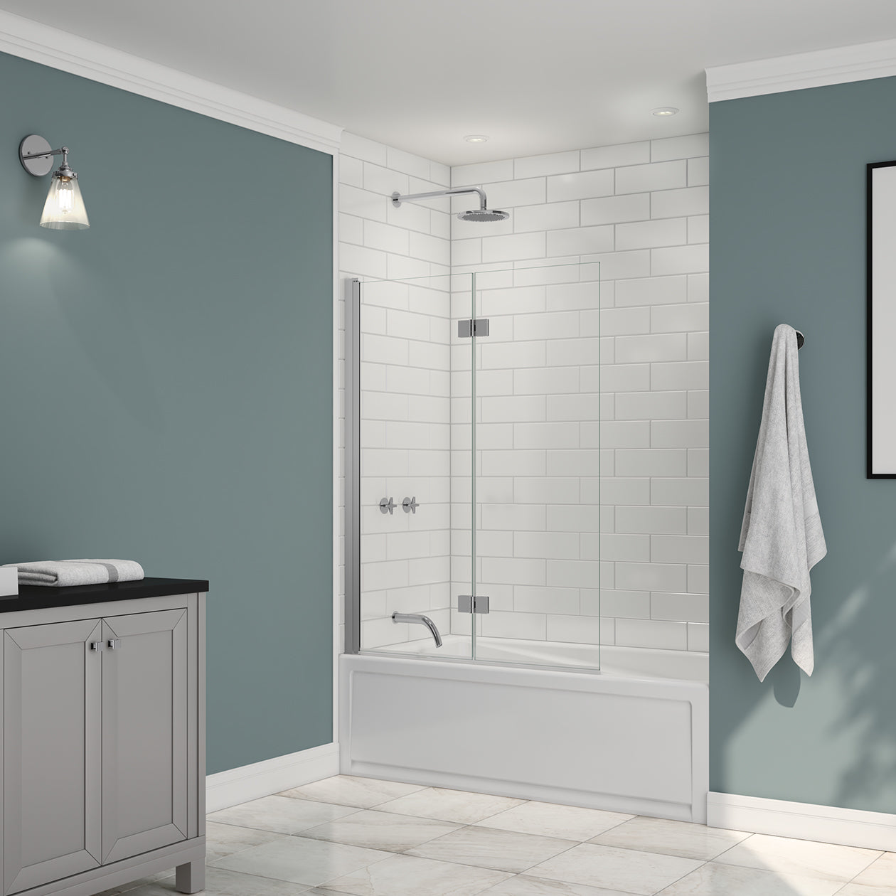 Maax Edge Access 42 x 56 in. 6 mm Pivot Tub Screen for Alcove Installation with Clear glass