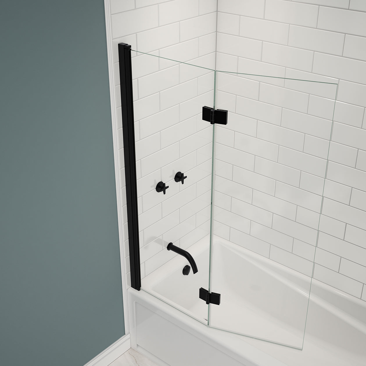 Maax Edge Access 42 x 56 in. 6 mm Pivot Tub Screen for Alcove Installation with Clear glass