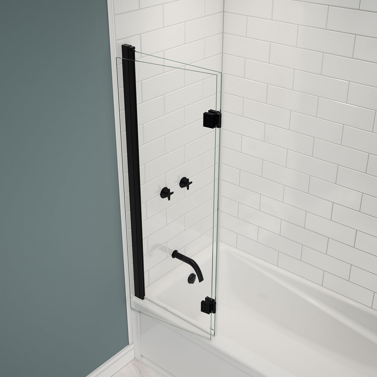 Maax Edge Access 42 x 56 in. 6 mm Pivot Tub Screen for Alcove Installation with Clear glass
