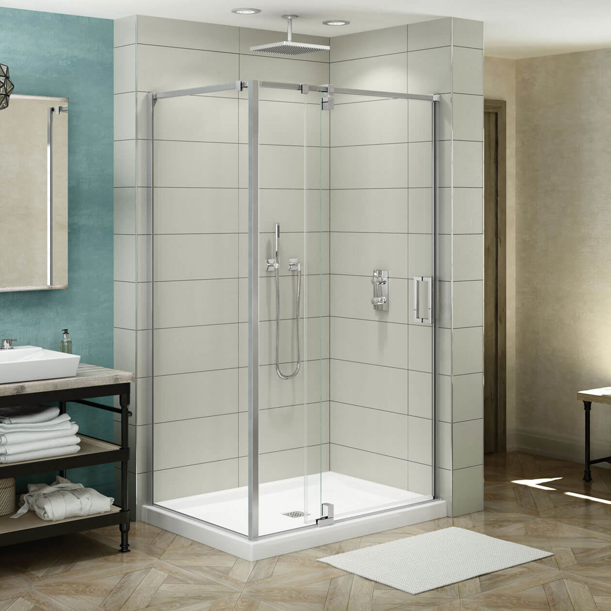 Maax ModulR 48 x 32 x 78 in. 8mm Pivot Shower Door for Corner Installation with Clear glass