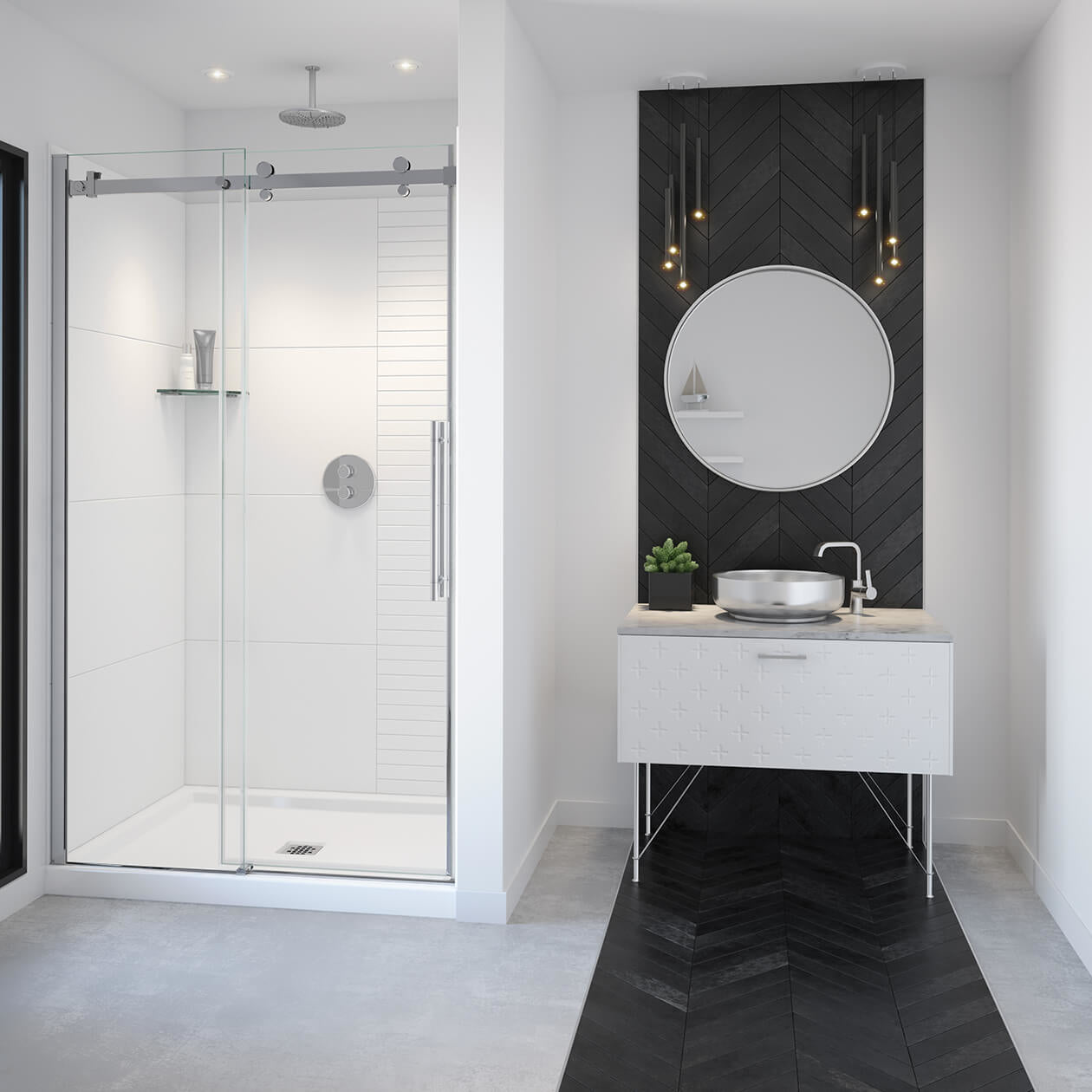 Maax Vela 44 ½-47 x 78 ¾ in. 8mm Sliding Shower Door for Alcove Installation with Clear glass