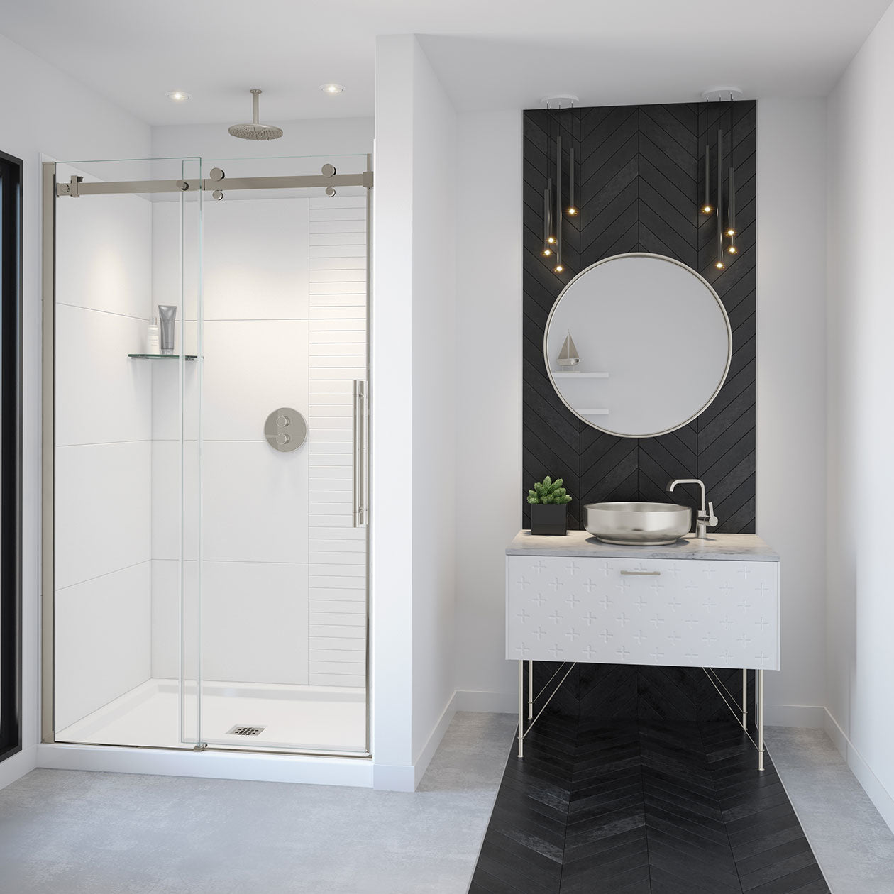 Maax Vela 44 ½-47 x 78 ¾ in. 8mm Sliding Shower Door for Alcove Installation with Clear glass