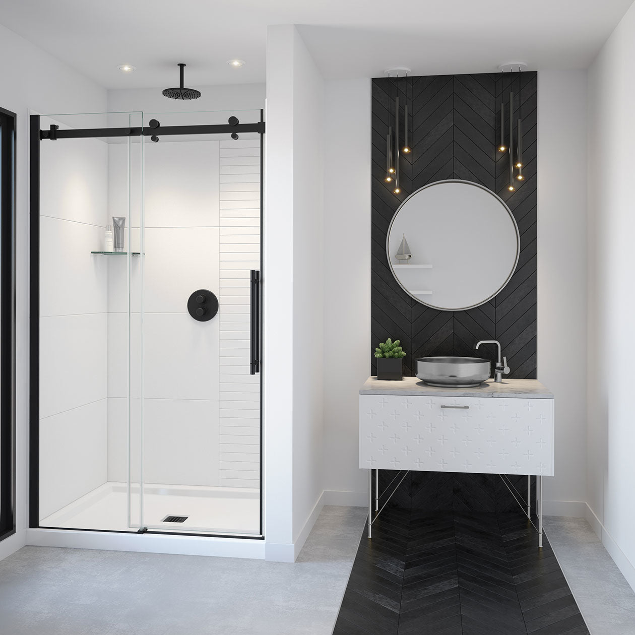 Maax Vela 44 ½-47 x 78 ¾ in. 8mm Sliding Shower Door for Alcove Installation with Clear glass