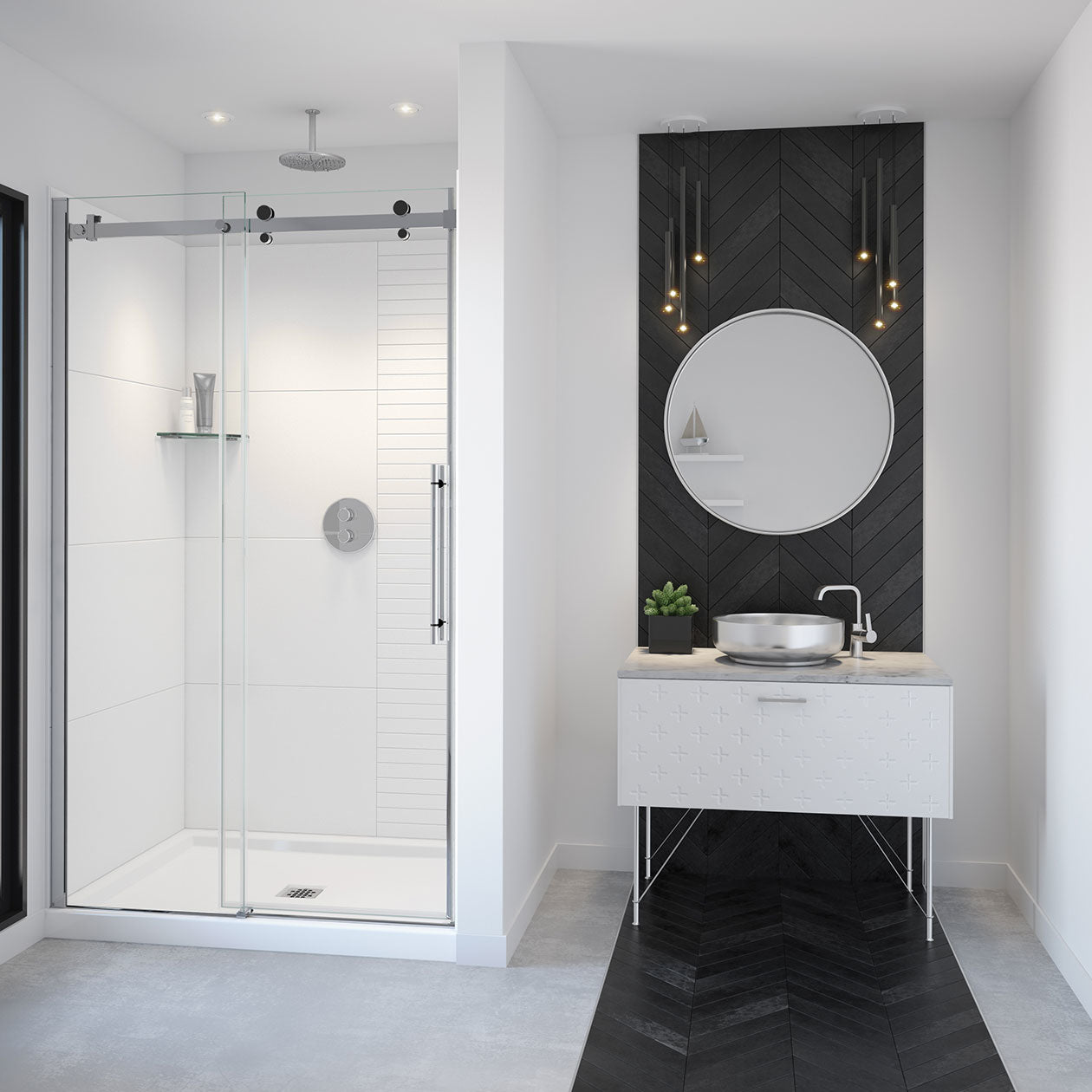 Maax Vela 44 ½-47 x 78 ¾ in. 8mm Sliding Shower Door for Alcove Installation with Clear glass