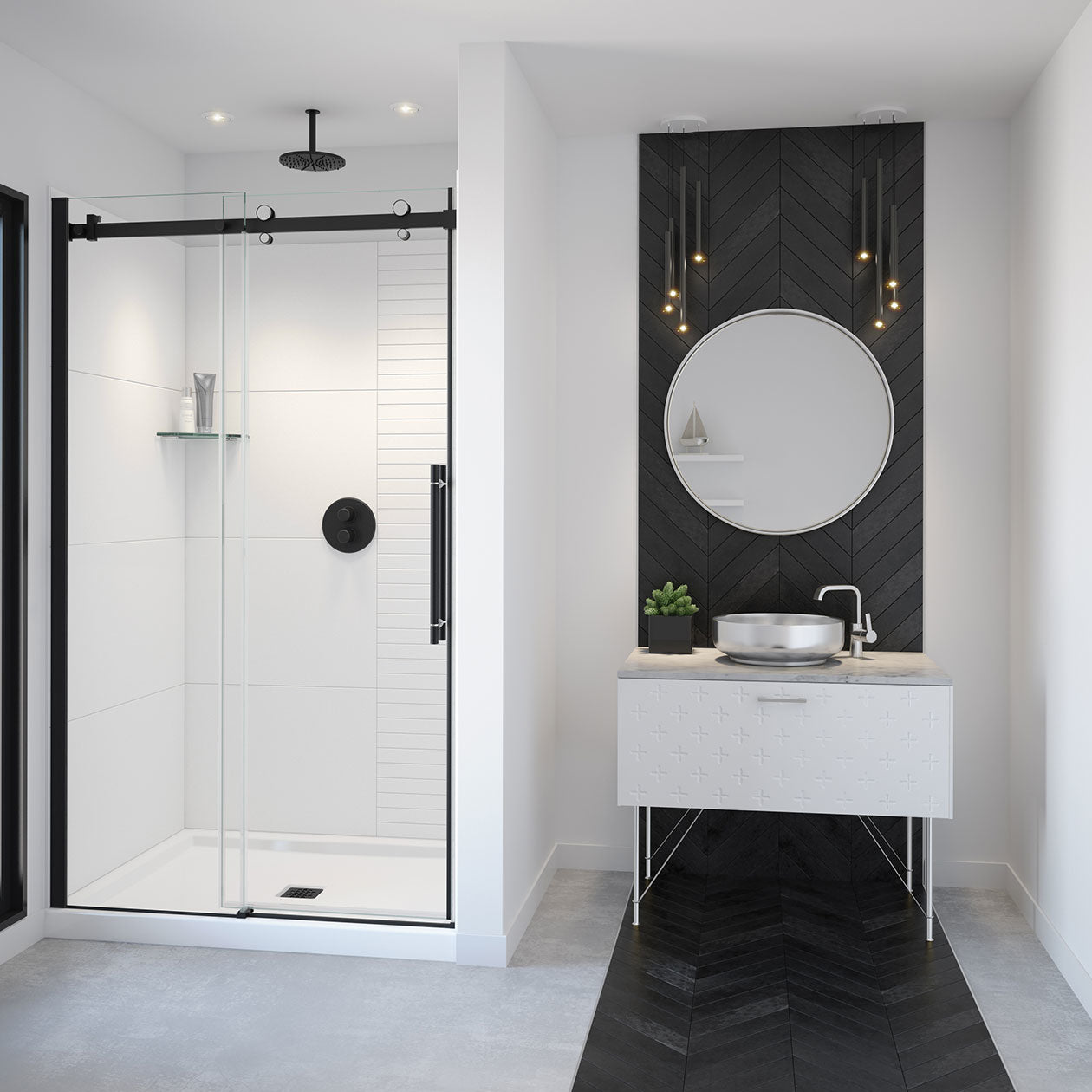 Maax Vela 44 ½-47 x 78 ¾ in. 8mm Sliding Shower Door for Alcove Installation with Clear glass