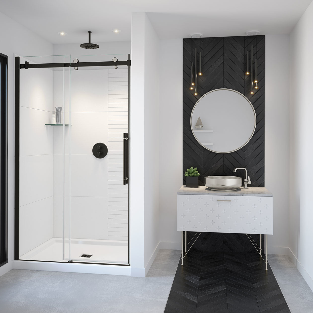 Maax Vela 44 ½-47 x 78 ¾ in. 8mm Sliding Shower Door for Alcove Installation with Clear glass