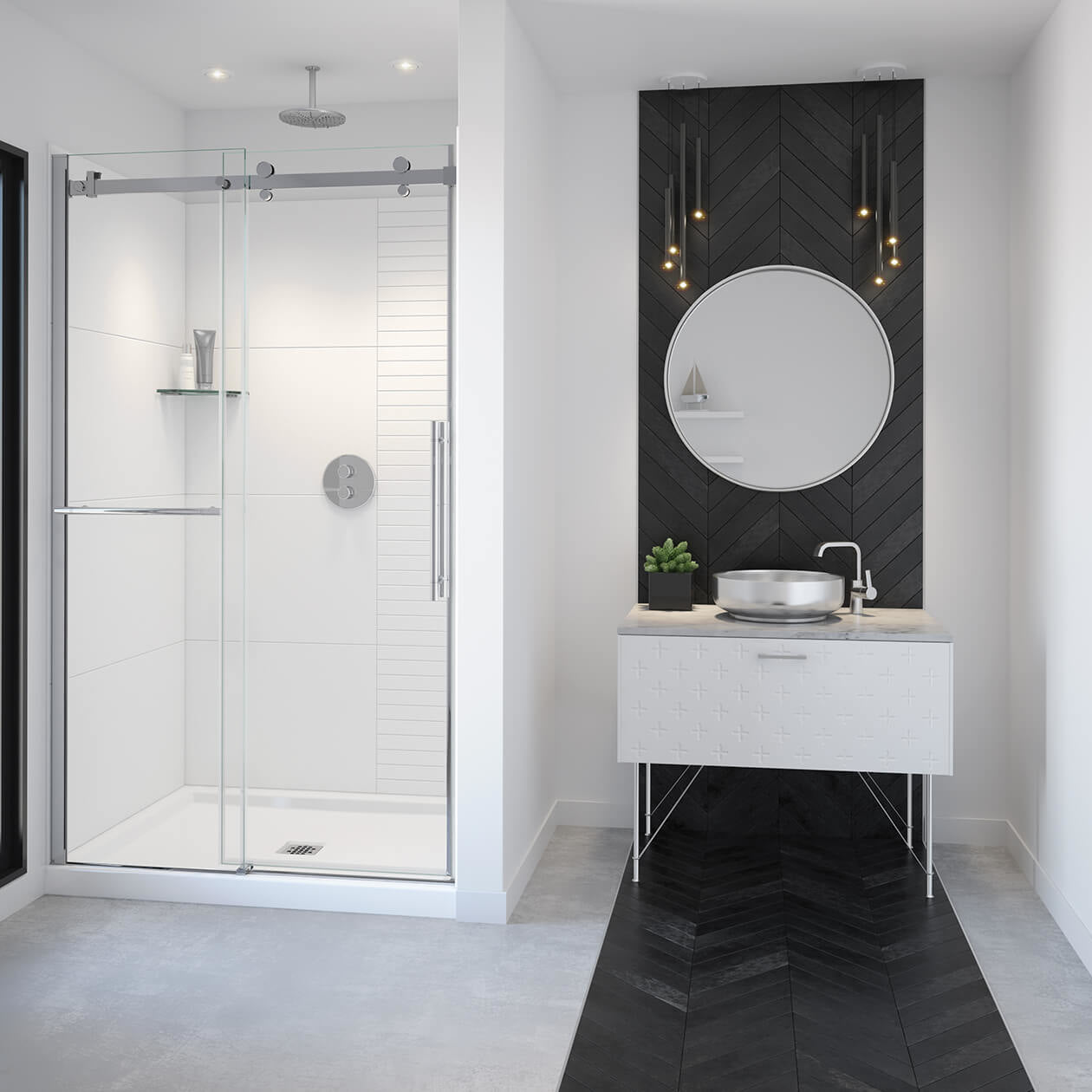 Maax Vela 44 ½-47 x 78 ¾ in. 8mm Sliding Shower Door with Towel Bar
