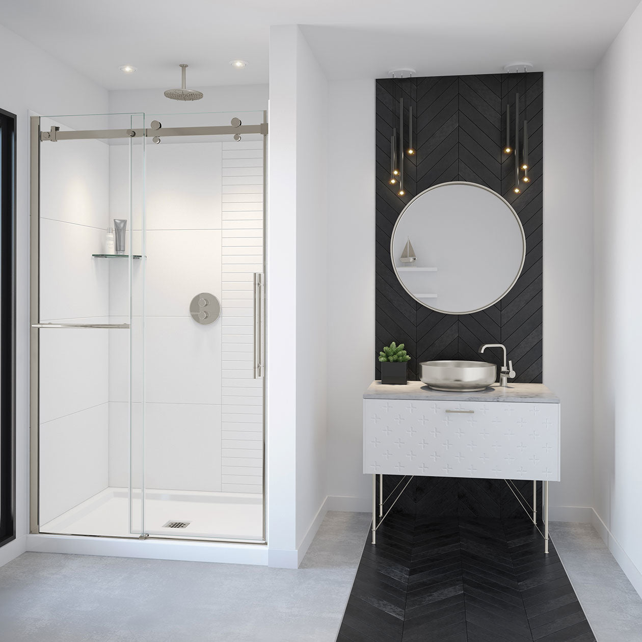 Maax Vela 44 ½-47 x 78 ¾ in. 8mm Sliding Shower Door with Towel Bar