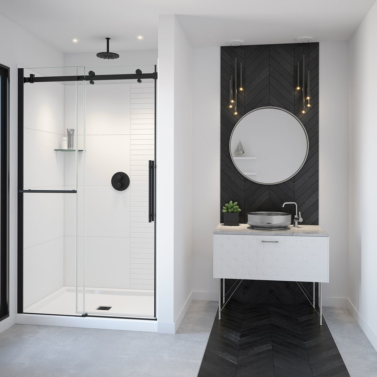 Maax Vela 44 ½-47 x 78 ¾ in. 8mm Sliding Shower Door with Towel Bar