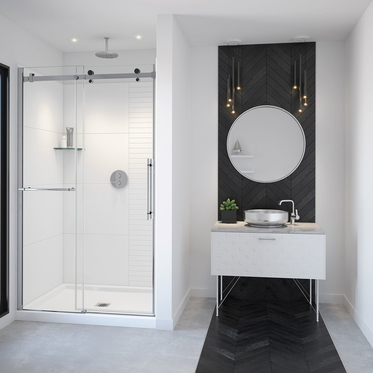 Maax Vela 44 ½-47 x 78 ¾ in. 8mm Sliding Shower Door with Towel Bar