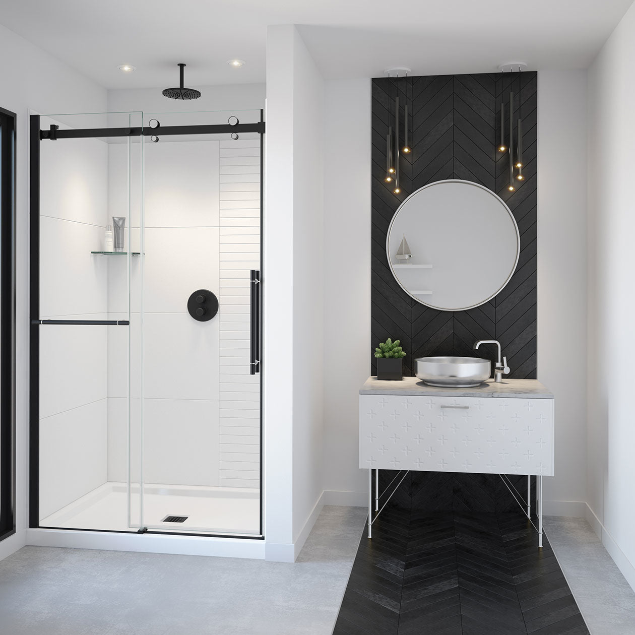 Maax Vela 44 ½-47 x 78 ¾ in. 8mm Sliding Shower Door with Towel Bar