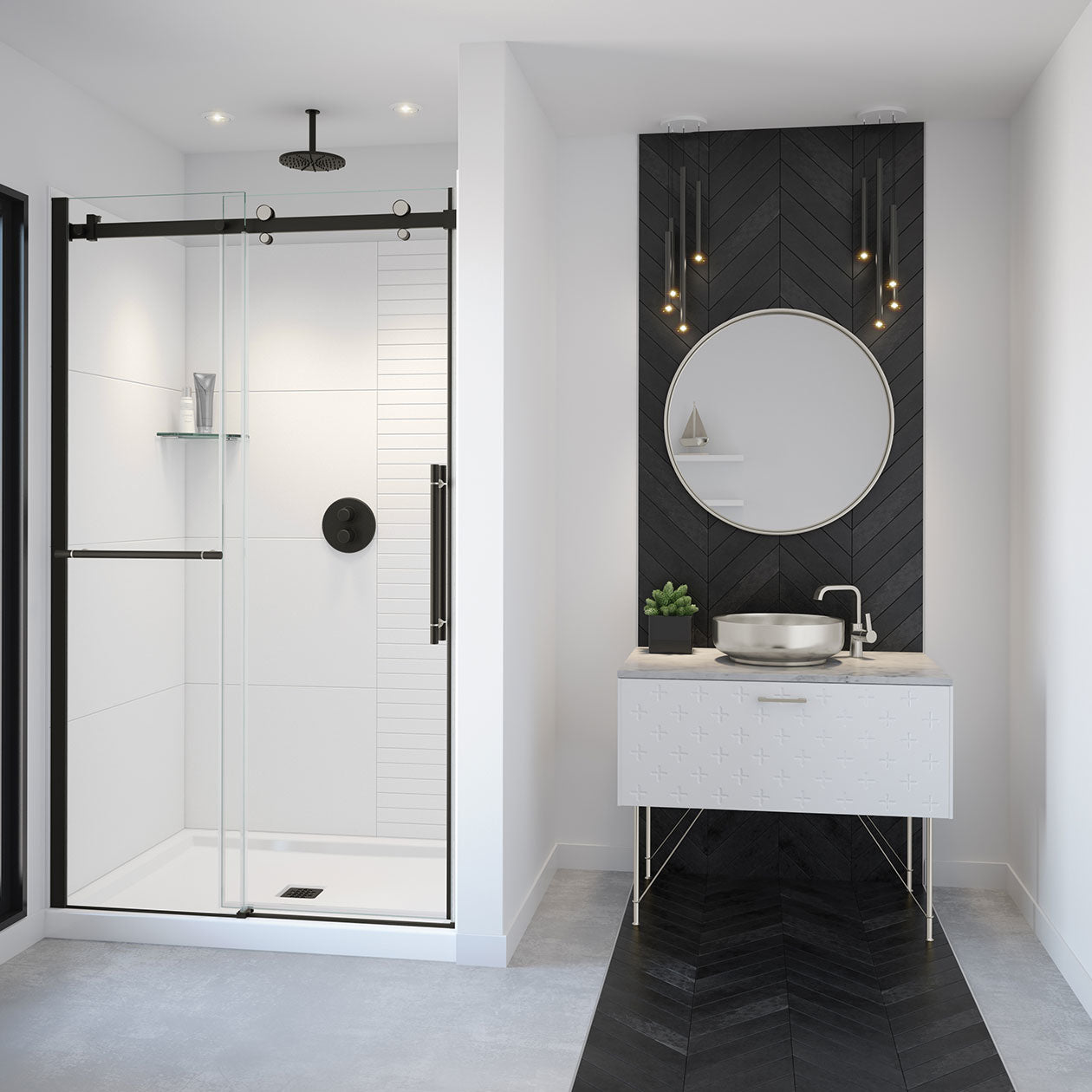 Maax Vela 44 ½-47 x 78 ¾ in. 8mm Sliding Shower Door with Towel Bar