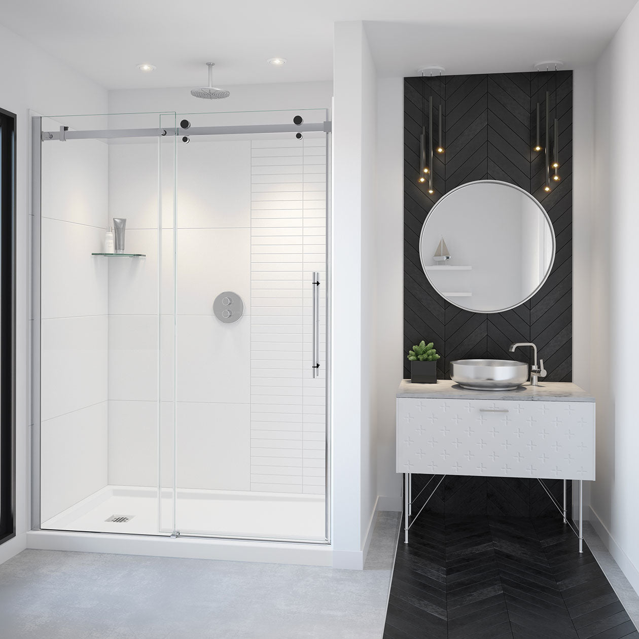 Maax Vela 56 ½-59 x 78 ¾ in. 8mm Sliding Shower Door