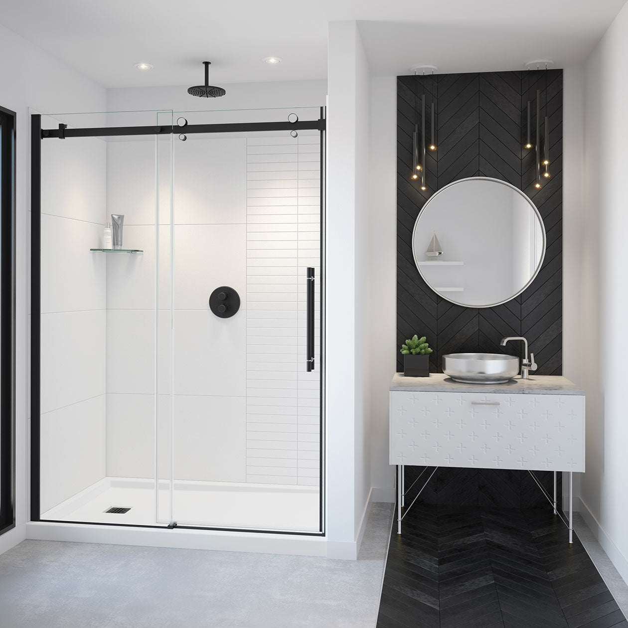 Maax Vela 56 ½-59 x 78 ¾ in. 8mm Sliding Shower Door