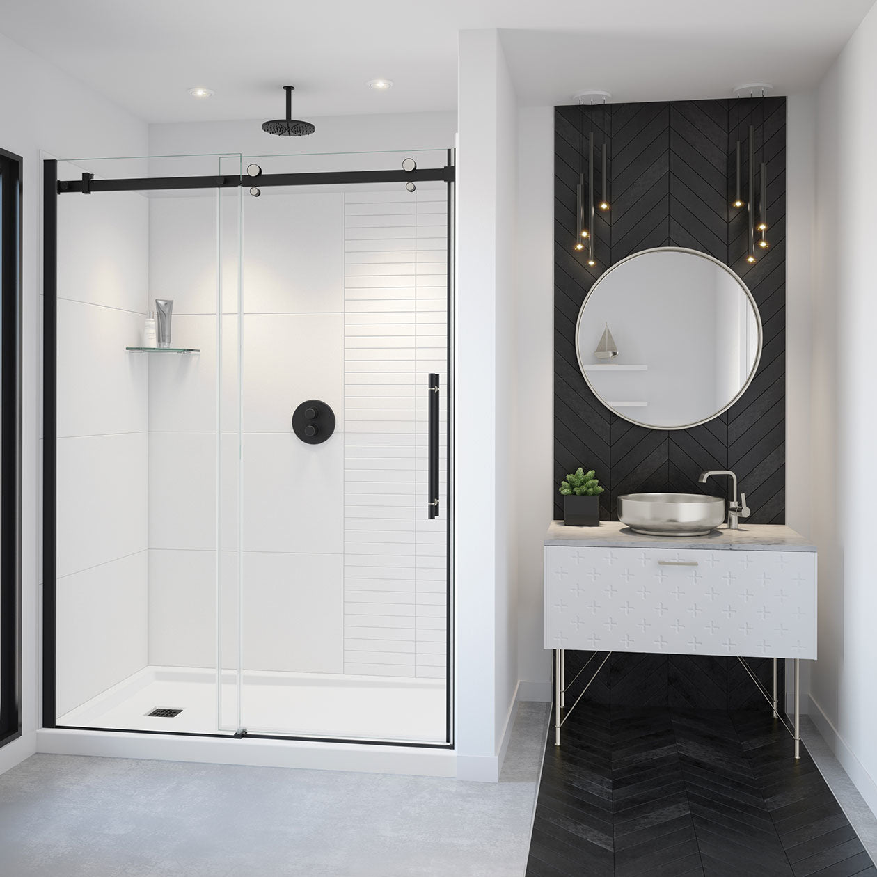 Maax Vela 56 ½-59 x 78 ¾ in. 8mm Sliding Shower Door