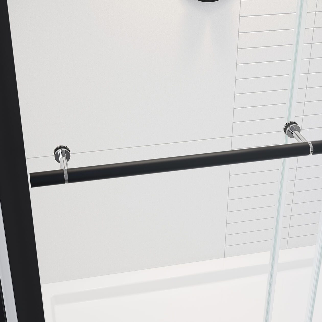 Maax Vela 56 ½-59 x 78 ¾ in. 8mm Sliding Shower Door with Towel Bar for Alcove Installation with Clear glass