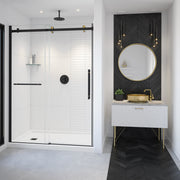 Maax Vela 56 ½-59 x 78 ¾ in. 8mm Sliding Shower Door with Towel Bar for Alcove Installation with Clear glass