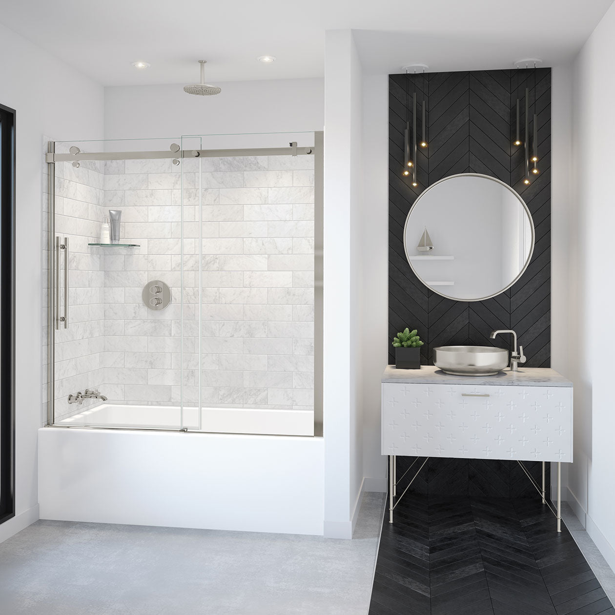 Maax Vela 56 ½-59 x 59 in. 8 mm Sliding Tub Door for Alcove Installation with Clear glass