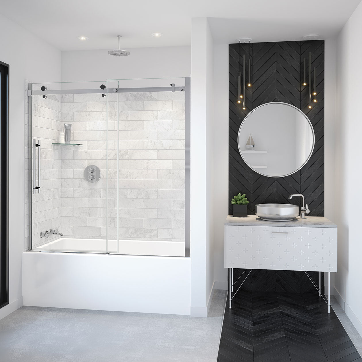 Maax Vela 56 ½-59 x 59 in. 8 mm Sliding Tub Door for Alcove Installation with Clear glass