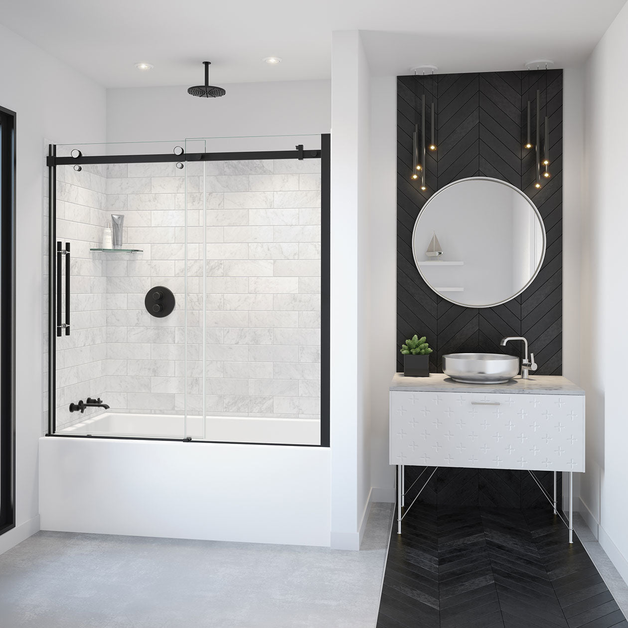 Maax Vela 56 ½-59 x 59 in. 8 mm Sliding Tub Door for Alcove Installation with Clear glass