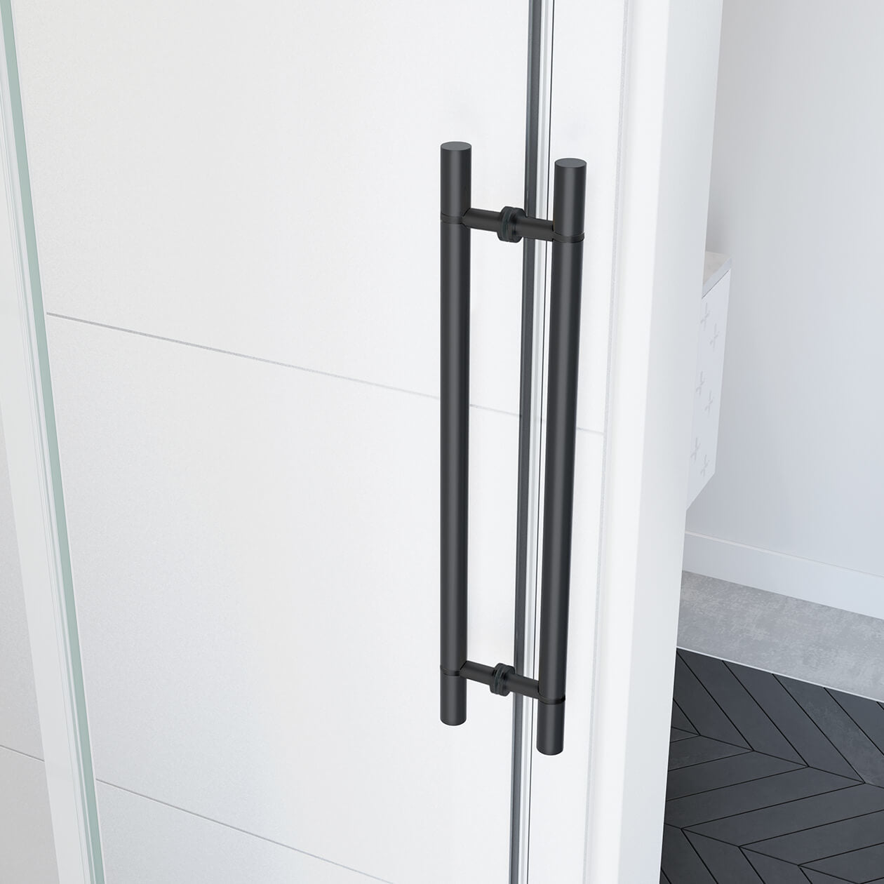 Maax Vela 56 ½-59 x 59 in. 8 mm Sliding Tub Door with Towel Bar for Alcove Installation with Clear glass