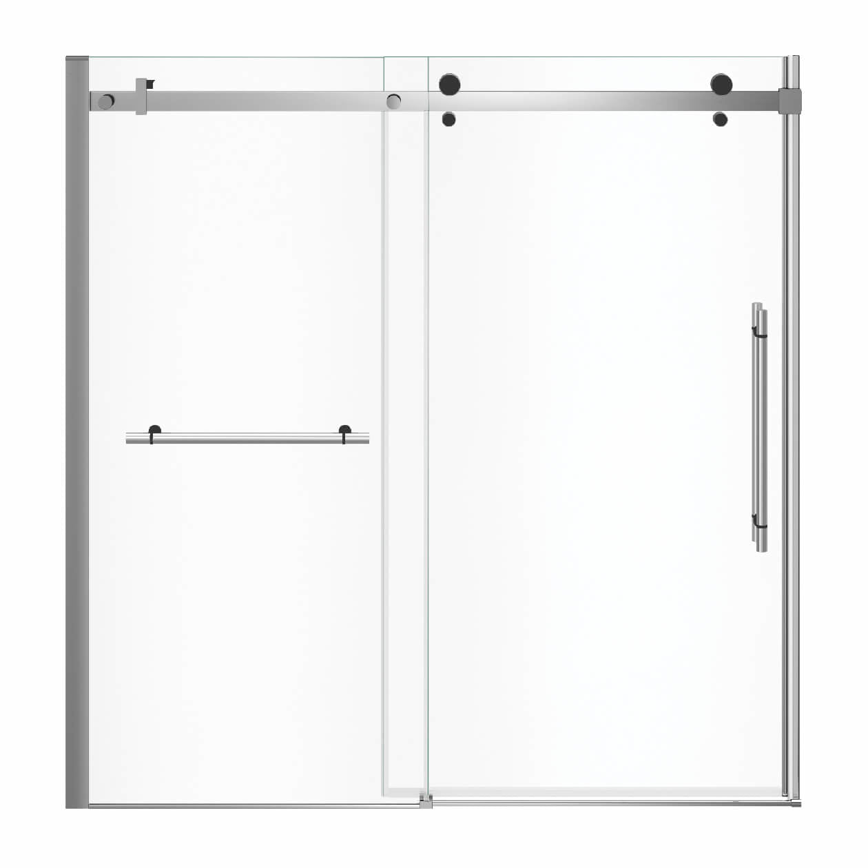Maax Vela 56 ½-59 x 59 in. 8 mm Sliding Tub Door with Towel Bar for Alcove Installation with Clear glass