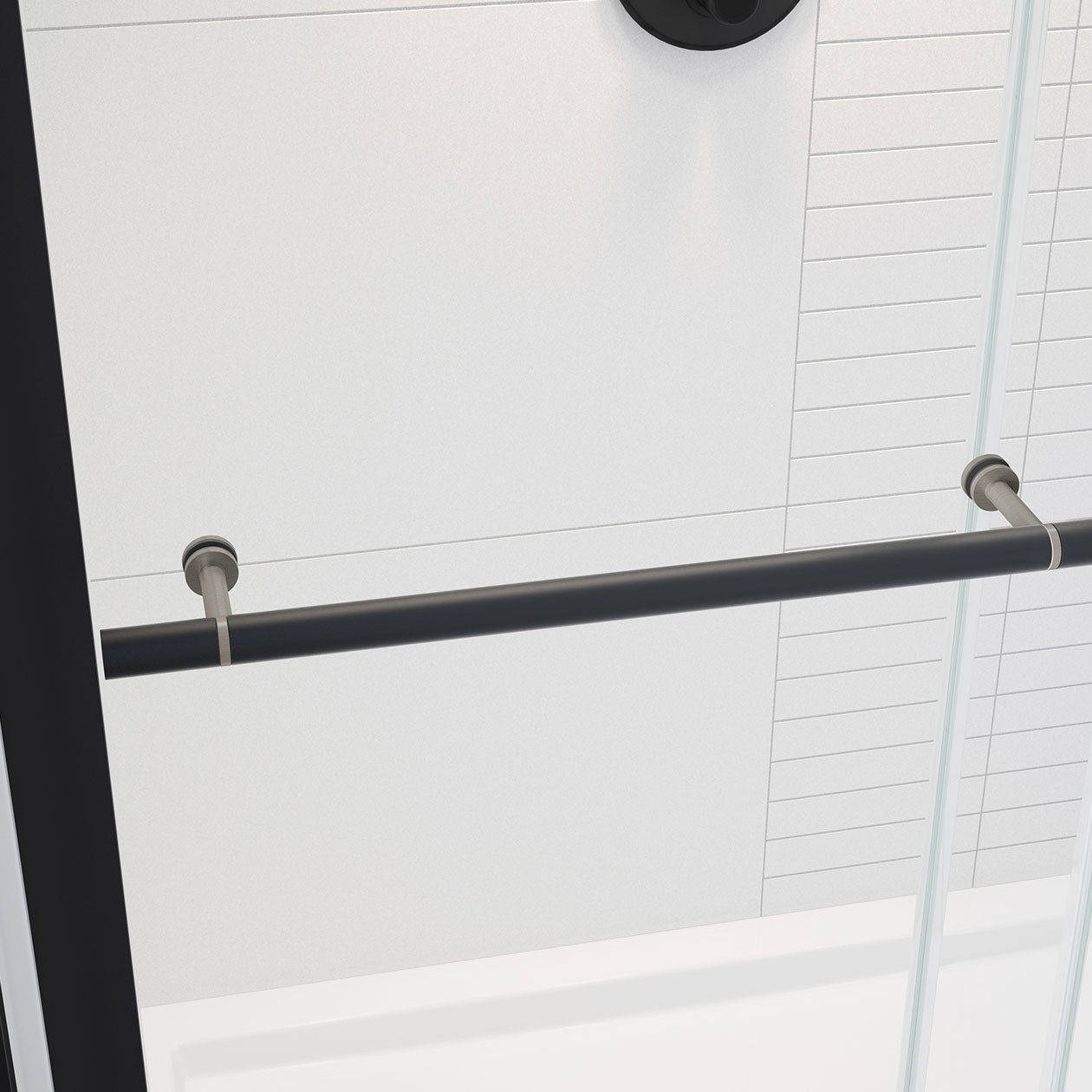 Maax Vela 56 ½-59 x 59 in. 8 mm Sliding Tub Door with Towel Bar for Alcove Installation with Clear glass
