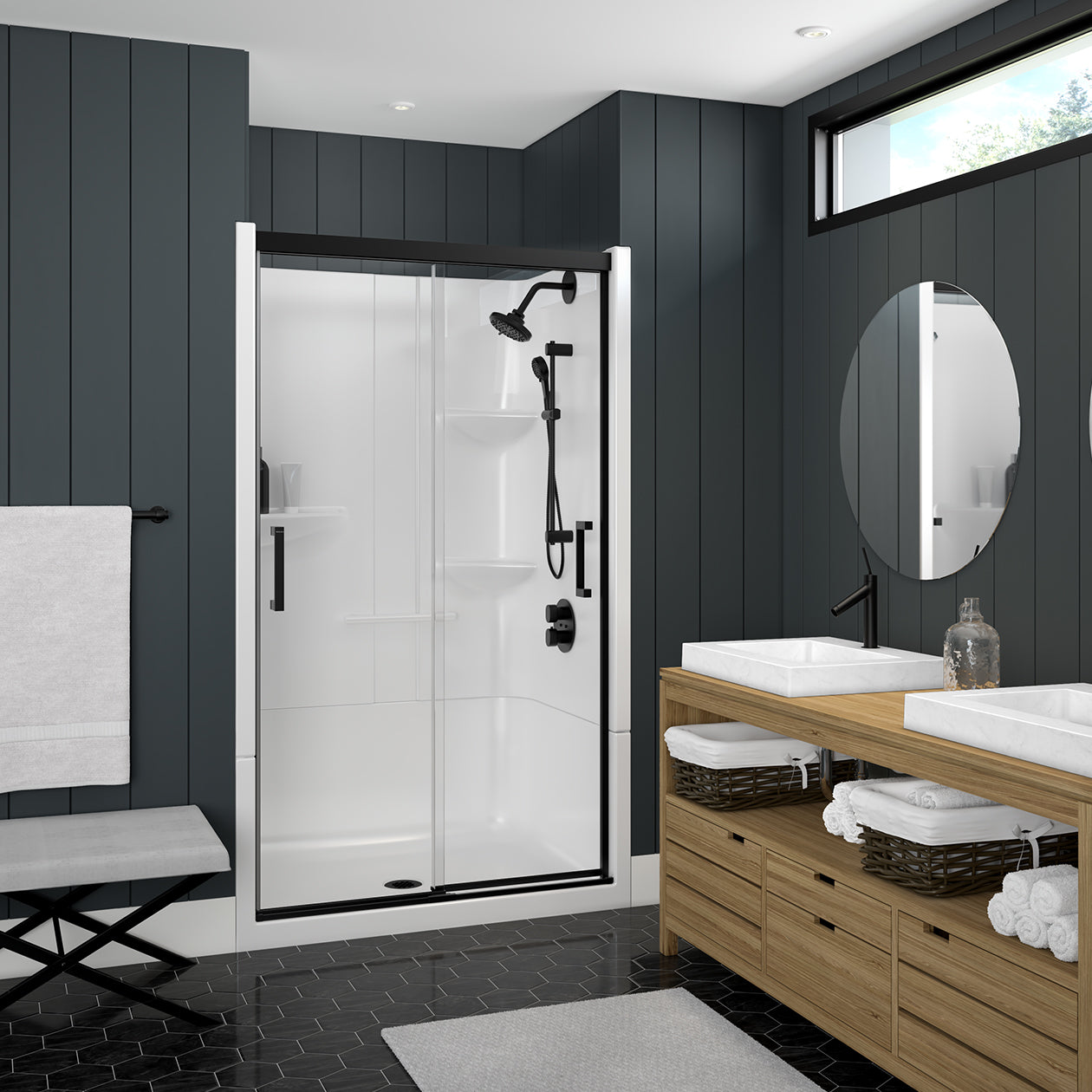 Maax Incognito 74 39-42 x 74 in. 8mm Bypass Shower Door for Alcove Installation with Clear glass