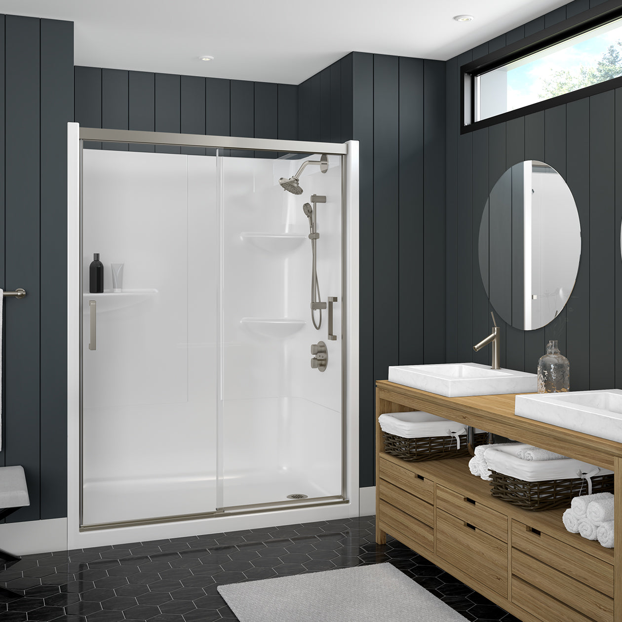 Maax Incognito 74 51-54 x 74 in. 8mm Bypass Shower Door for Alcove Installation with Clear glass